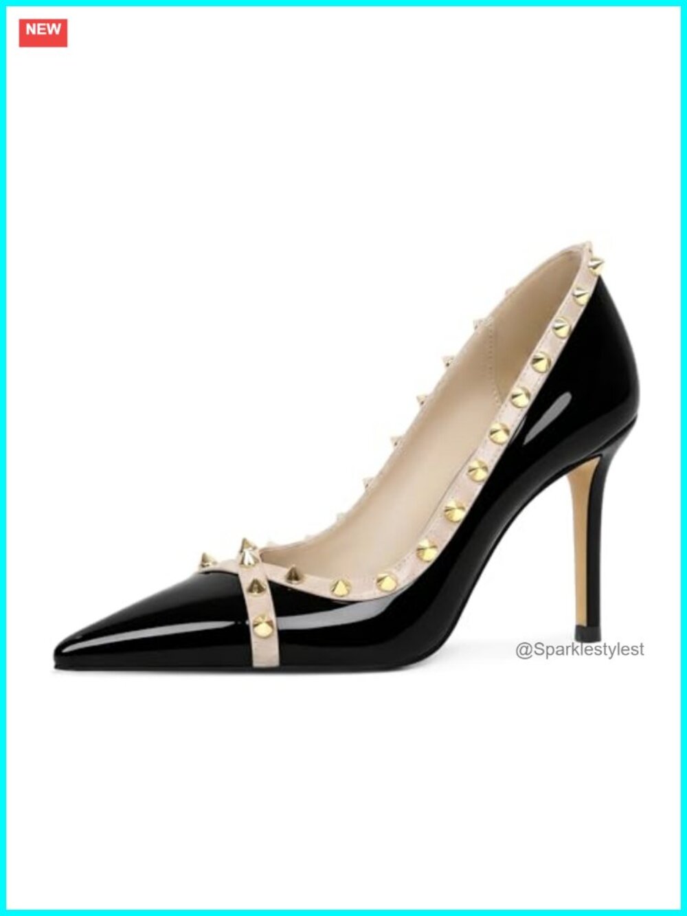 Studded Pointed Toe Stiletto Pumps 3.5 Inch Heels